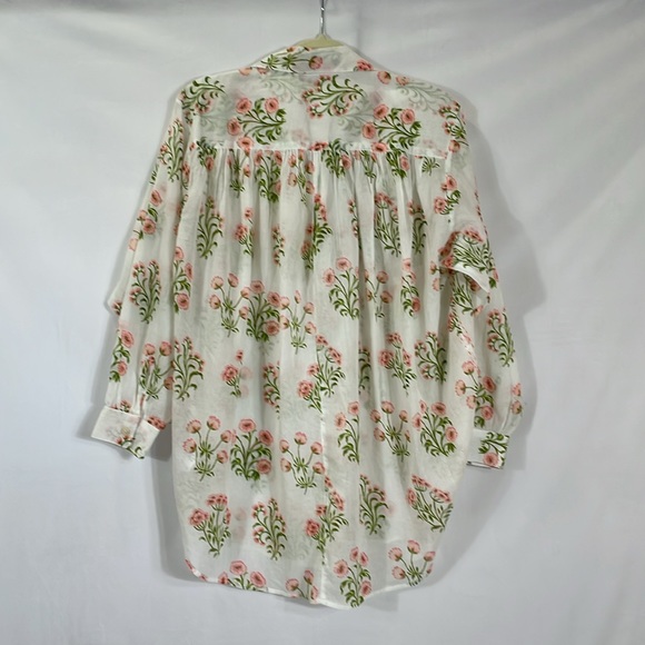 Urban Outfitters Blouse Top XS NWT Floral Boho Print Oversized Pink White - Picture 4 of 9